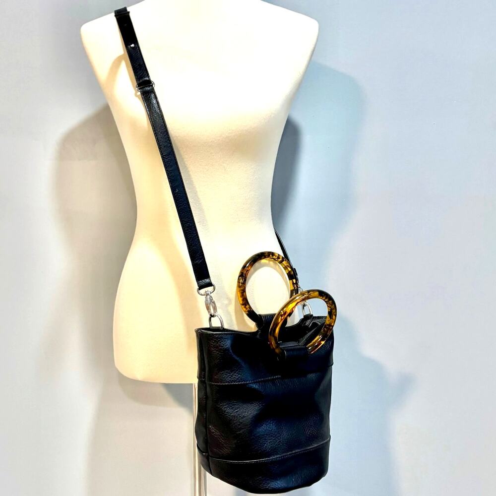 Y2K Abercrombie & Fitch Black Faux Leather Bucket Bag Crossbody Academia